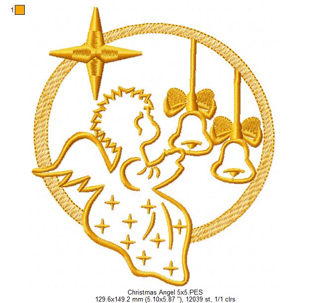 Christmas Angel and Bells - Fill Stitch