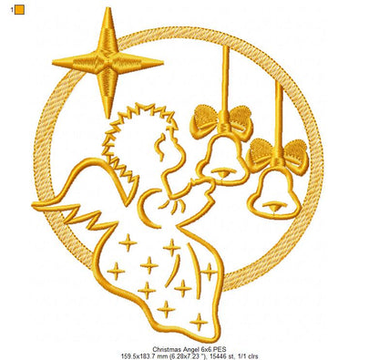 Christmas Angel and Bells - Fill Stitch