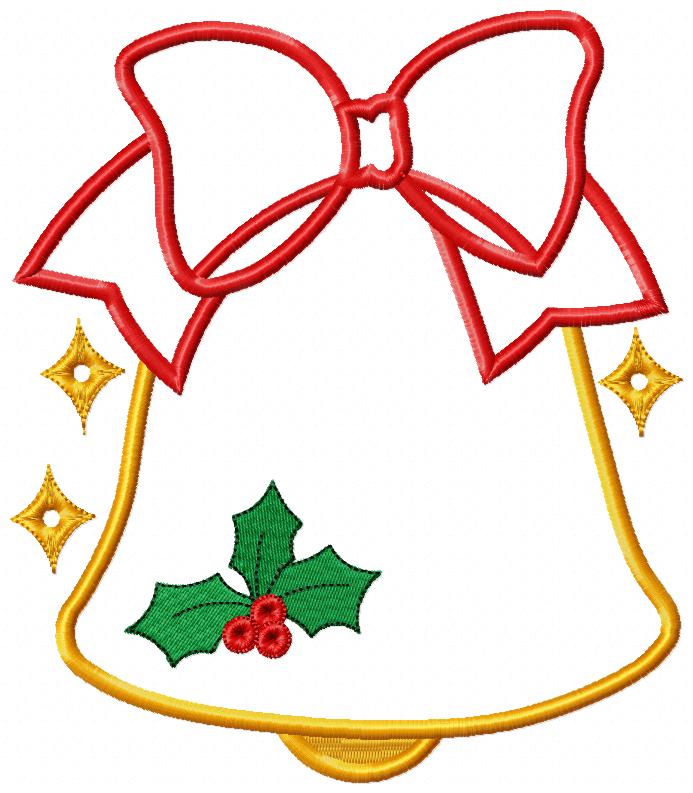 Christmas Bell Big Bow - Applique