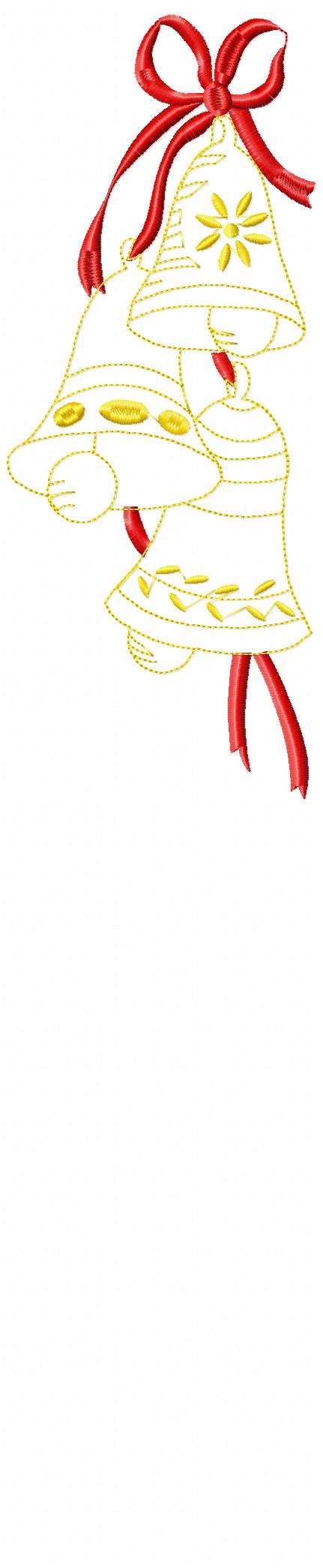 Christmas Bells - Redwork - Machine Embroidery Design