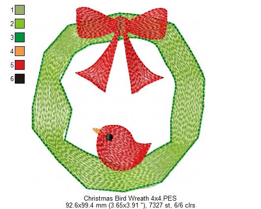 Christmas Bird Wreath - Rippled