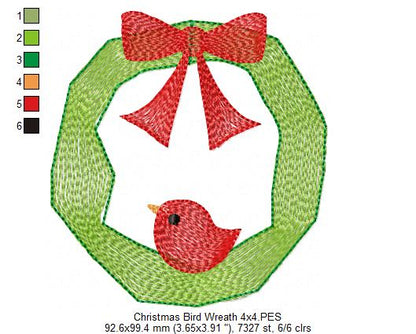 Christmas Bird Wreath - Rippled