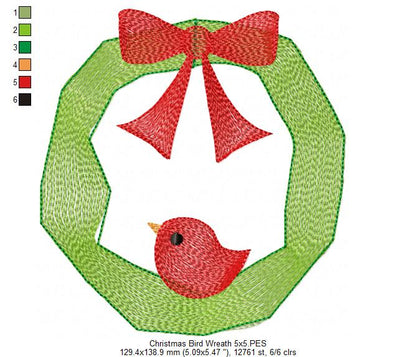Christmas Bird Wreath - Rippled