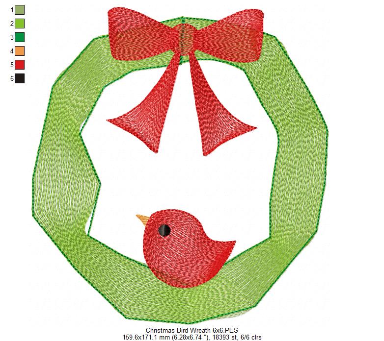 Christmas Bird Wreath - Rippled