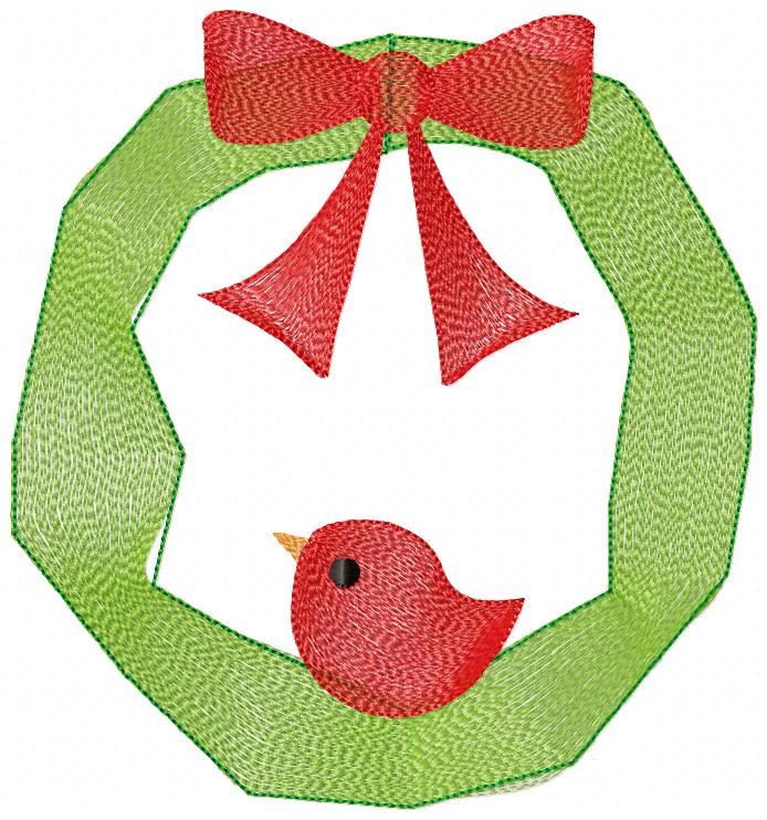 Christmas Bird Wreath - Rippled
