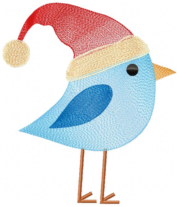 Christmas Bird with Santa's Hat - Rippled