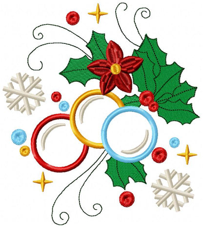 Christmas Bulbs and Poinsettia - Applique
