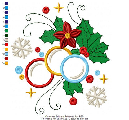 Christmas Bulbs and Poinsettia - Applique