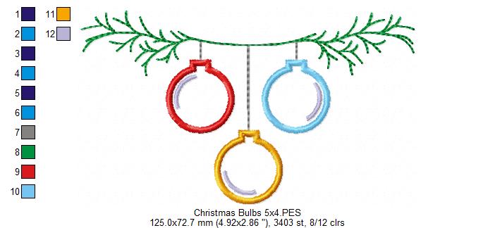 Christmas Bulbs - Applique