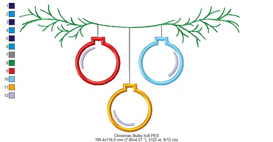 Christmas Bulbs - Applique