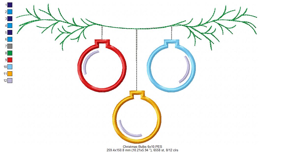 Christmas Bulbs - Applique