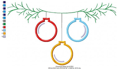 Christmas Bulbs - Applique