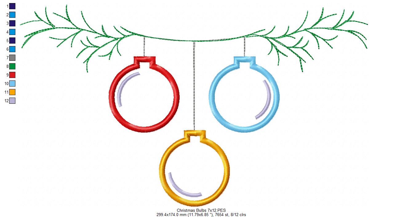 Christmas Bulbs - Applique