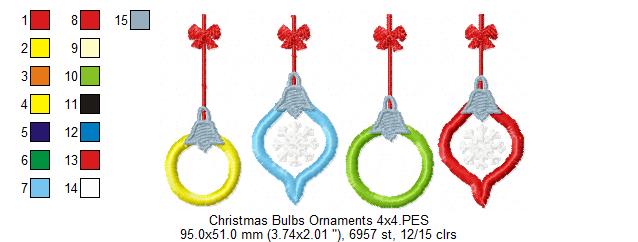 Christmas Bulbs Ornaments - Applique