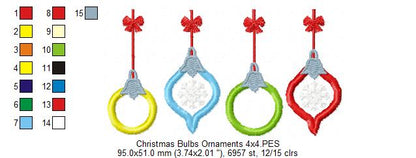 Christmas Bulbs Ornaments - Applique