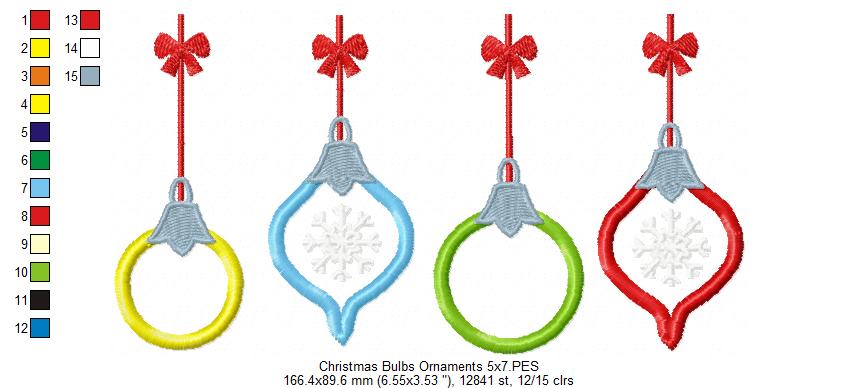 Christmas Bulbs Ornaments - Applique