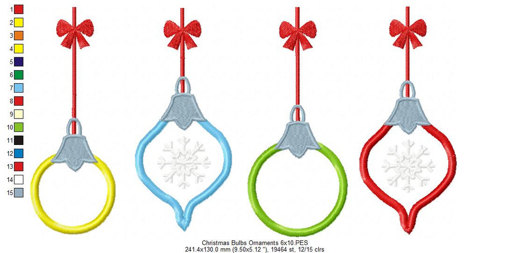 Christmas Bulbs Ornaments - Applique