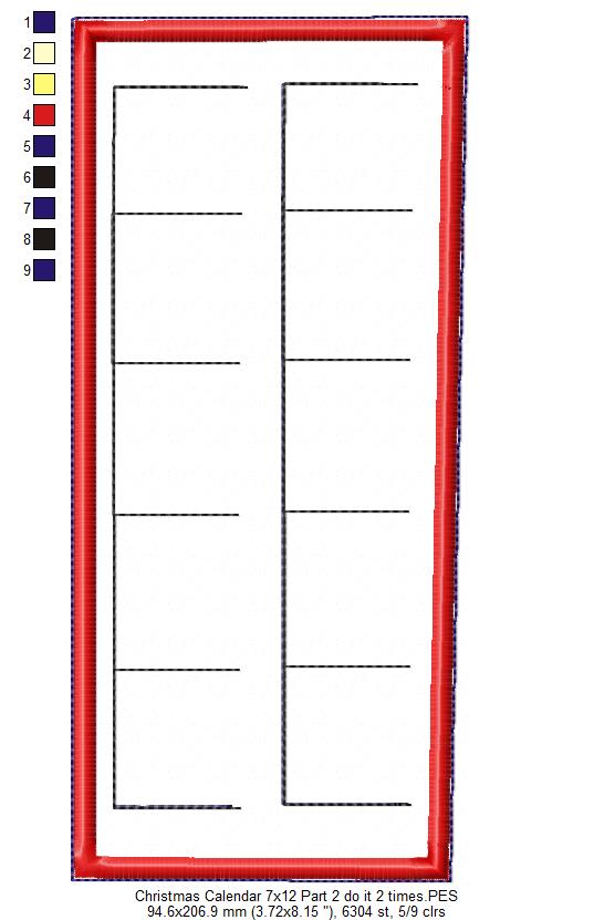 Days Untill Christmas Calendar - ITH Project - Machine Embroidery Design