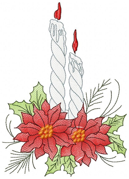 Christmas Candles and Flowers - Rippled