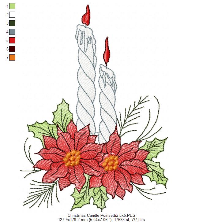 Christmas Candles and Flowers - Rippled