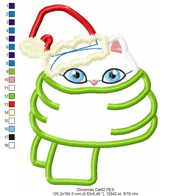 Christmas Cat with Hat - Applique