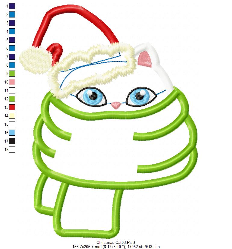 Christmas Cat with Hat - Applique