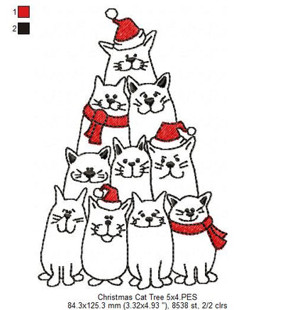 Christmas Cat Tree - Fill Stitch