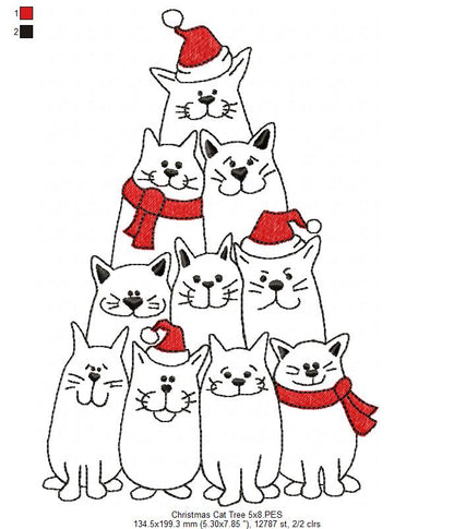Christmas Cat Tree - Fill Stitch