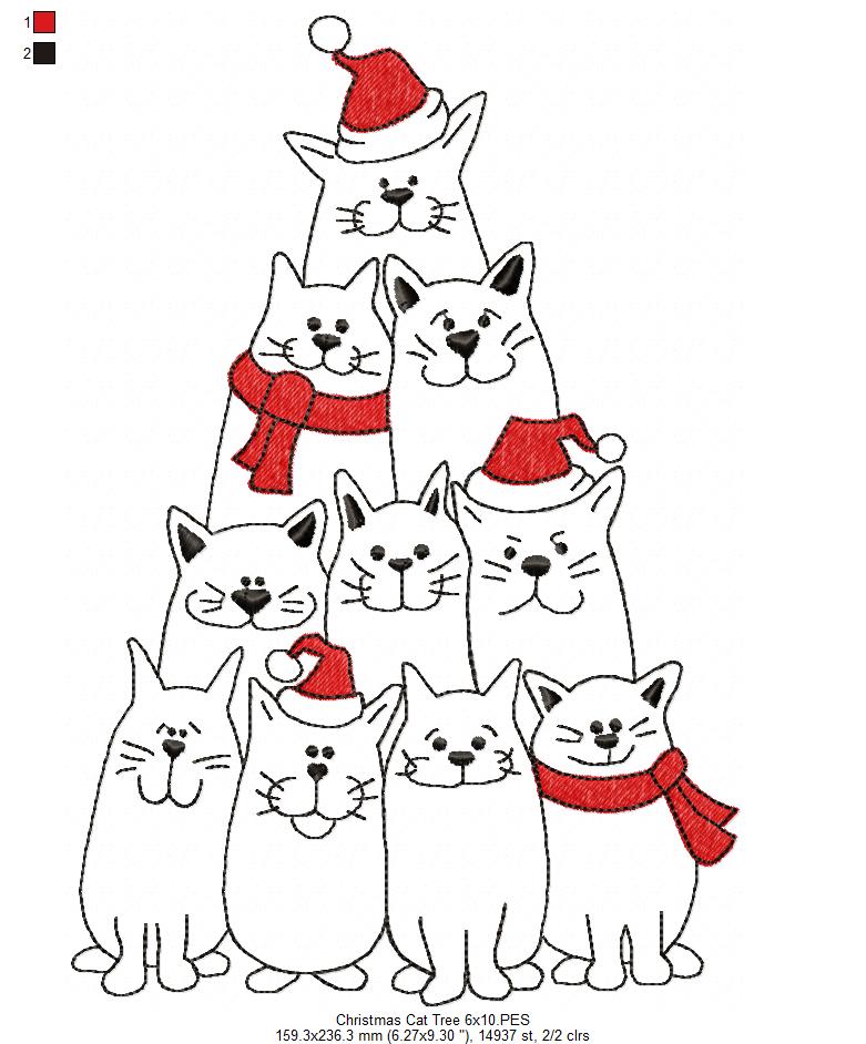 Christmas Cat Tree - Fill Stitch