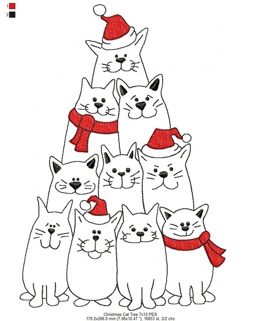 Christmas Cat Tree - Fill Stitch
