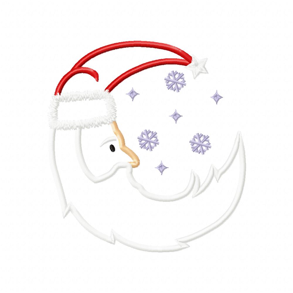 Christmas Crescent Santa Claus - Applique - Machine Embroidery Design