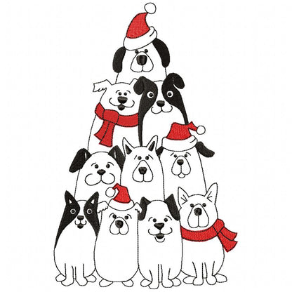 Christmas Dog Tree - Fill Stitch