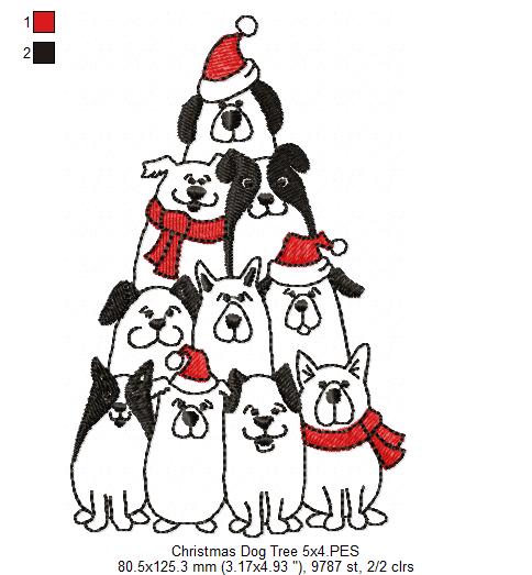 Christmas Dog Tree - Fill Stitch