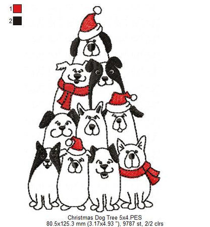 Christmas Dog Tree - Fill Stitch