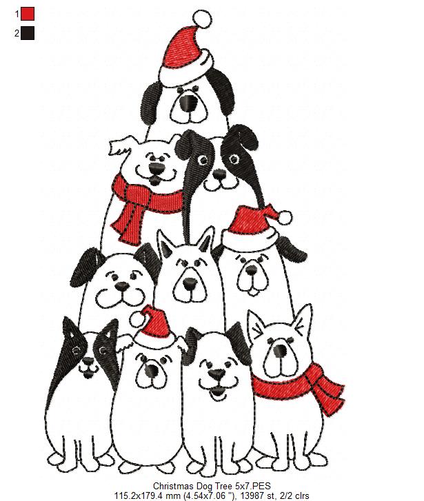 Christmas Dog Tree - Fill Stitch