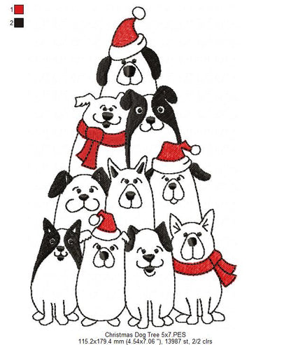 Christmas Dog Tree - Fill Stitch