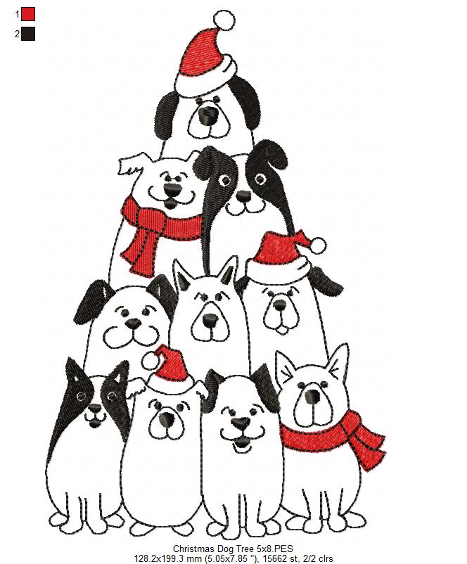Christmas Dog Tree - Fill Stitch