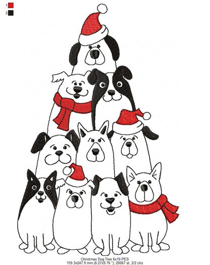 Christmas Dog Tree - Fill Stitch