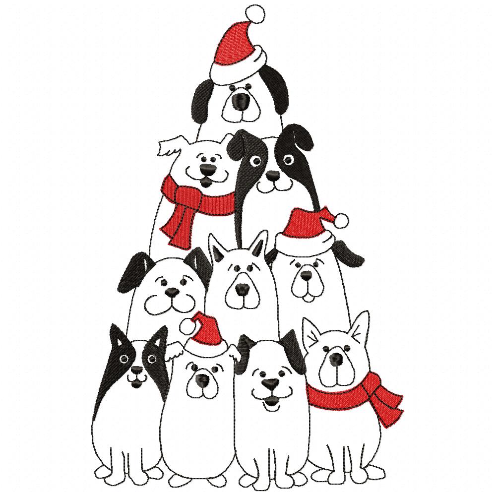 Christmas Dog Tree - Fill Stitch