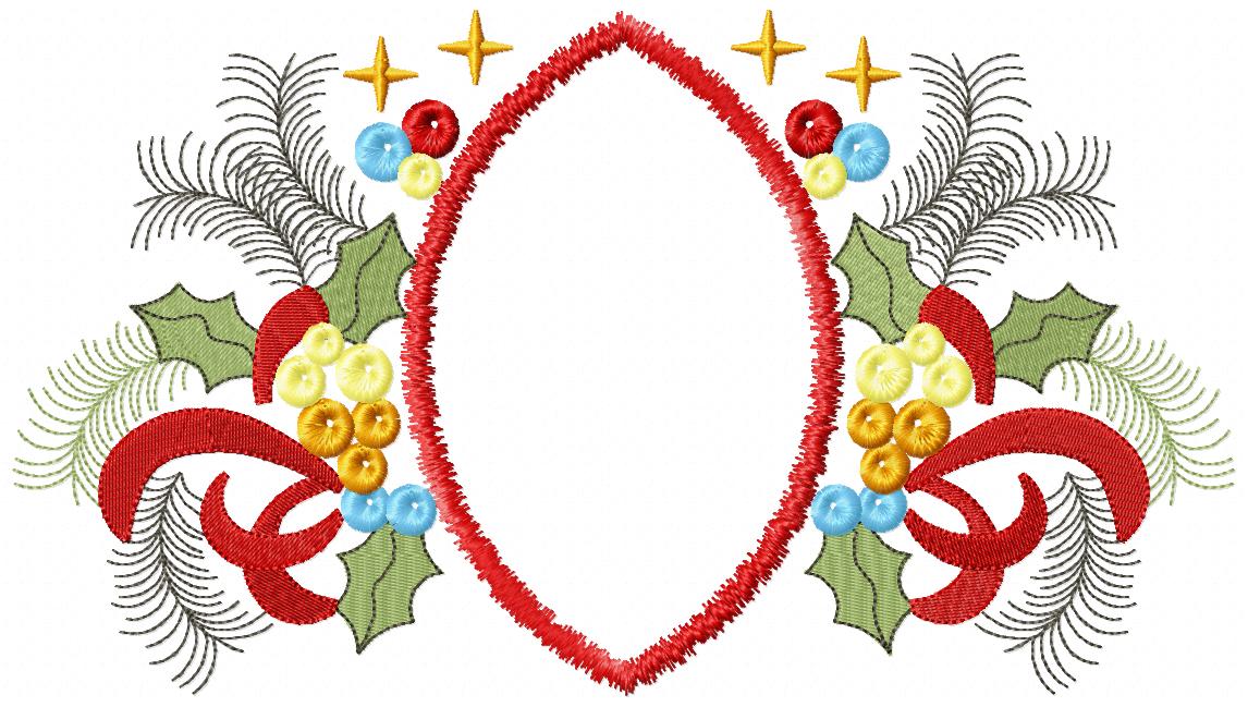 Christmas Ornaments Frame - Applique - Machine Embroidery Design