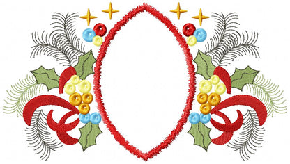 Christmas Ornaments Frame - Applique - Machine Embroidery Design