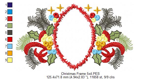 Christmas Ornaments Frame - Applique - Machine Embroidery Design