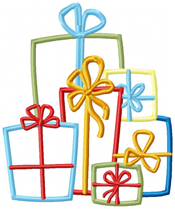 Lots of Christmas Gift Boxes - Applique - Machine Embroidery Design