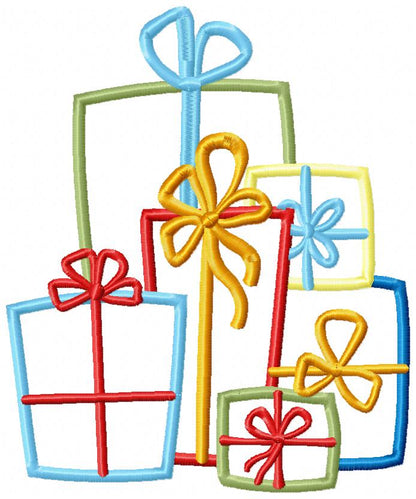 Lots of Christmas Gift Boxes - Applique - Machine Embroidery Design
