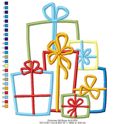 Lots of Christmas Gift Boxes - Applique - Machine Embroidery Design