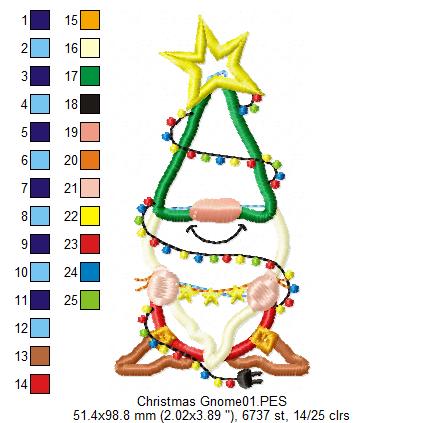 Christmas Gnome Smiling - Applique
