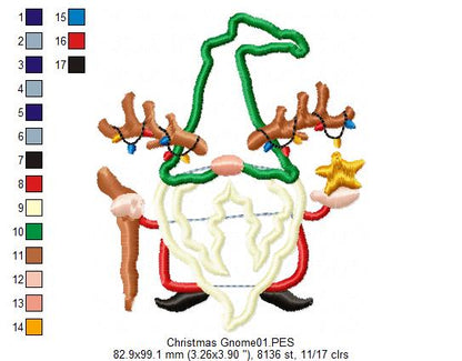 Christmas Gnome  - Applique