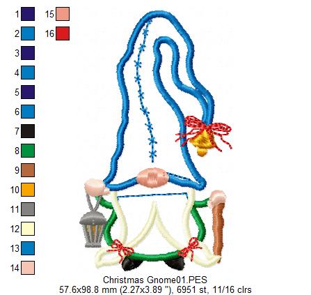 Christmas Gnome with Hat  - Applique