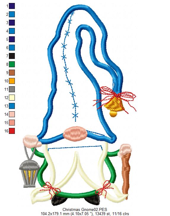Christmas Gnome with Hat  - Applique