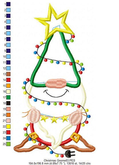 Christmas Gnome Smiling - Applique